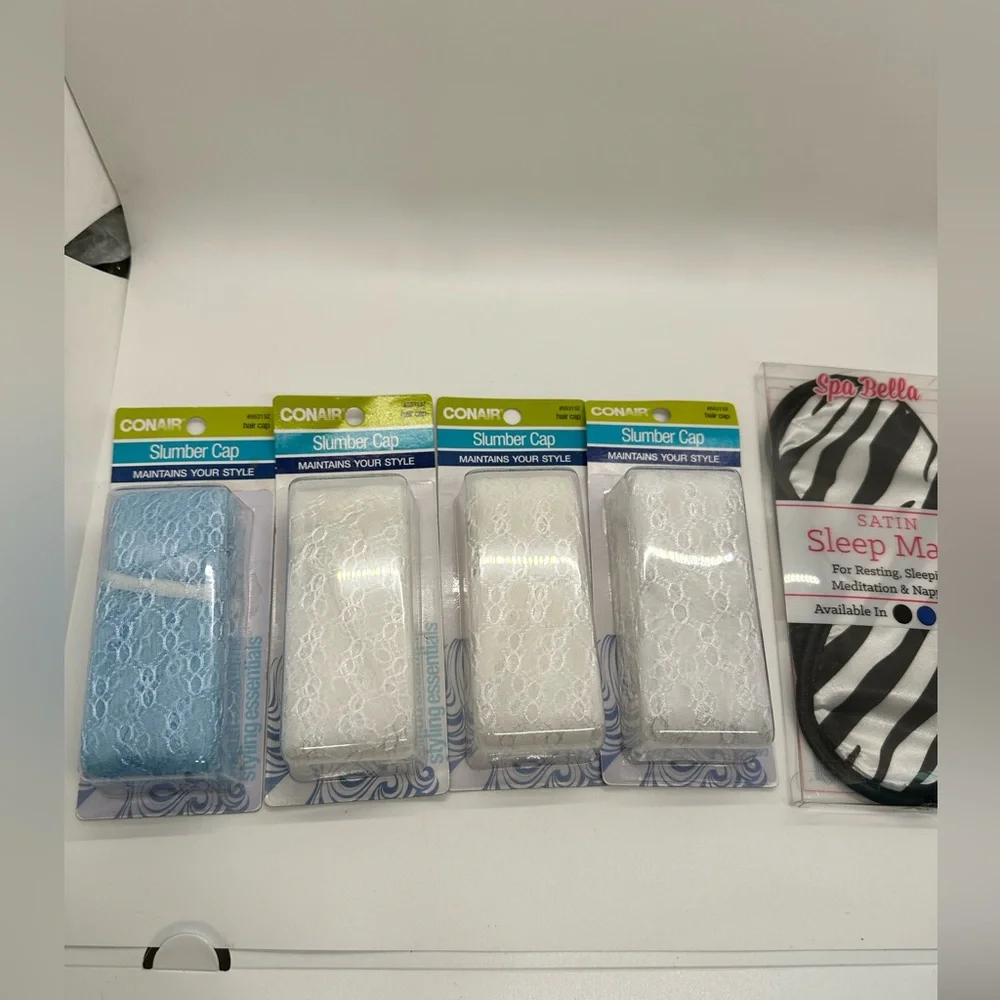 Conair Slumber Sleep Caps X4 and 1 Satin Sleep Mask All‎ New in Package